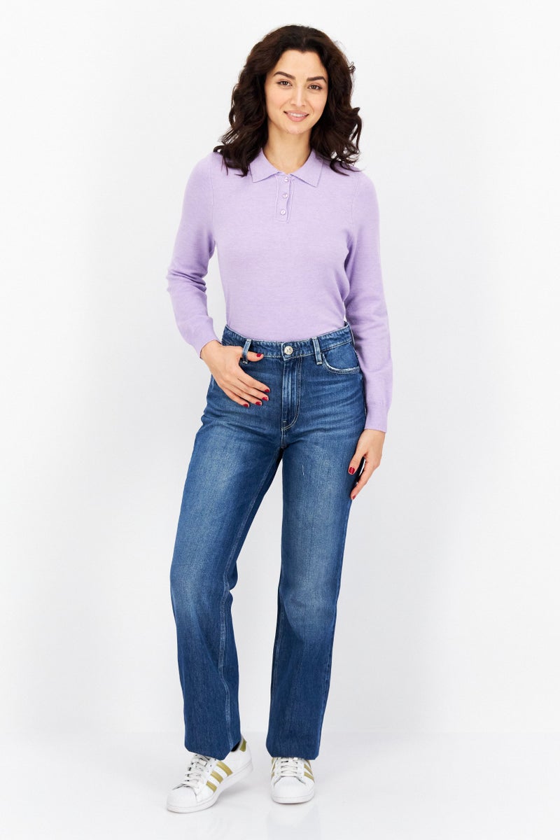 GUESS جينز نسائي بقصة مستقيمة، غسيل، غير قابل للتمدد، أزرق - Image 4